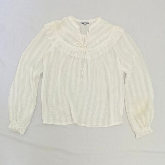 Current Air Los Angeles womens ruffled cream-colored blouse, Extra Small, boho - Picture 1 of 7